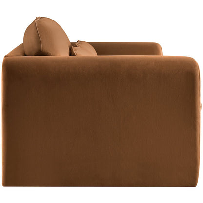 Sloan Saddle Velvet Fabric Loveseat