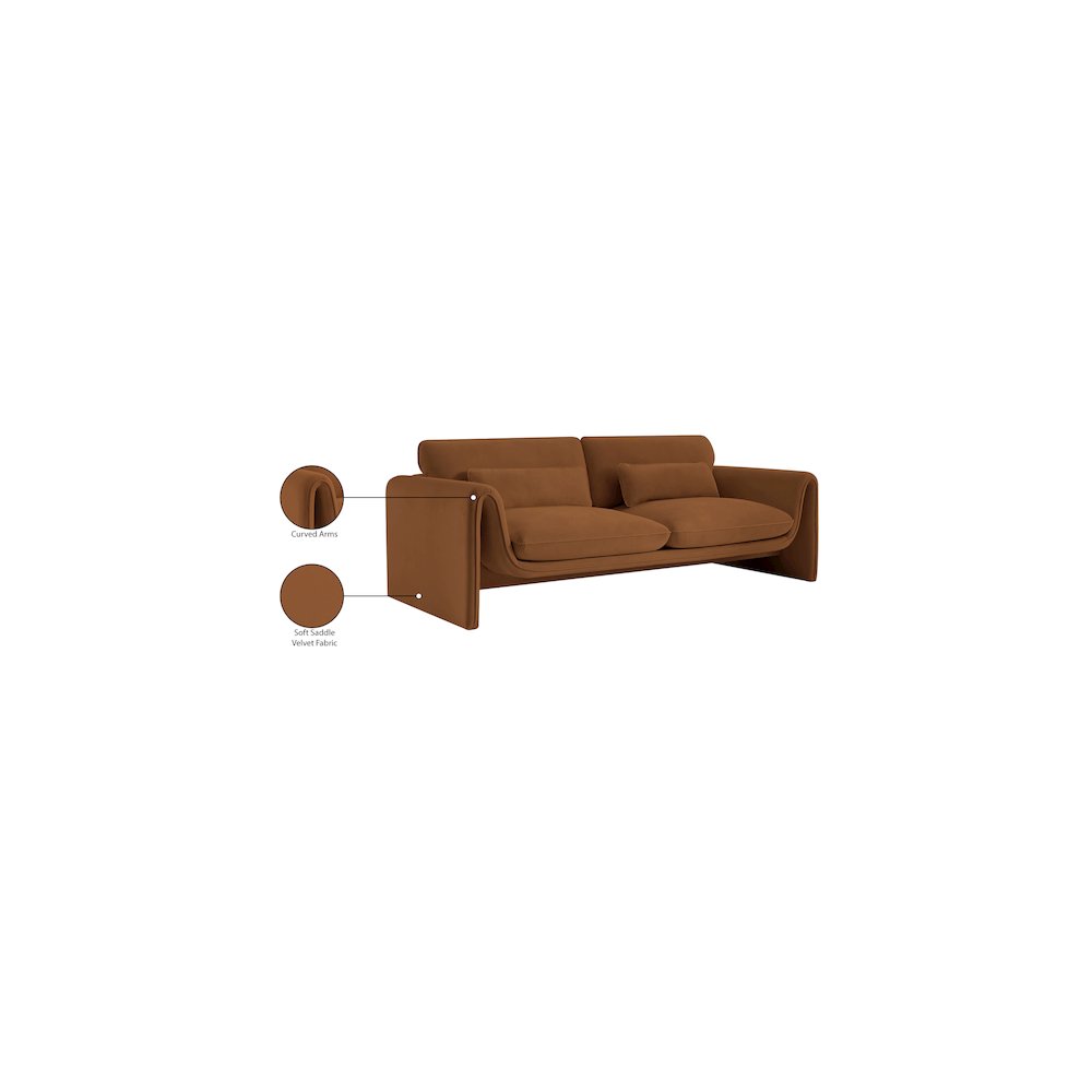 Sloan Saddle Velvet Fabric Sofa