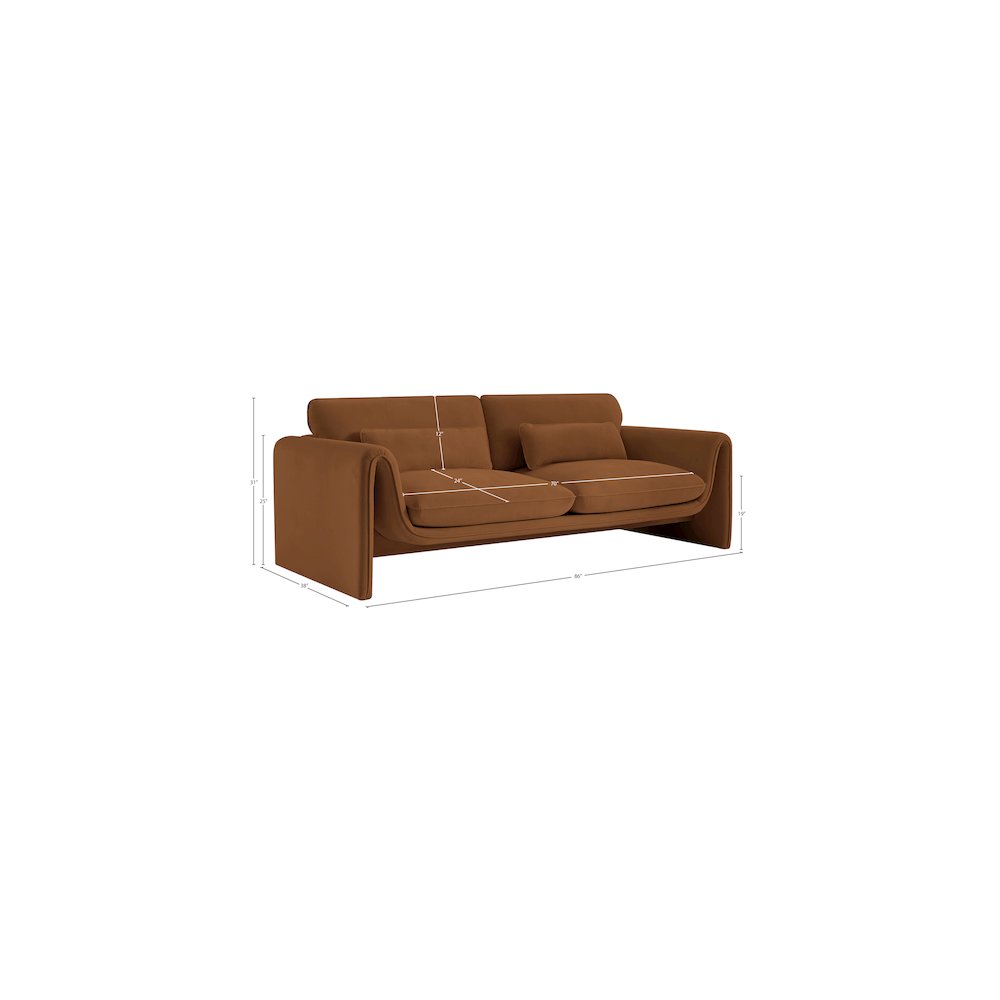 Sloan Saddle Velvet Fabric Sofa