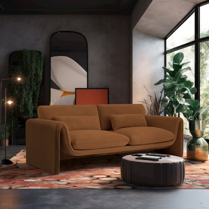 Sloan Saddle Velvet Fabric Sofa