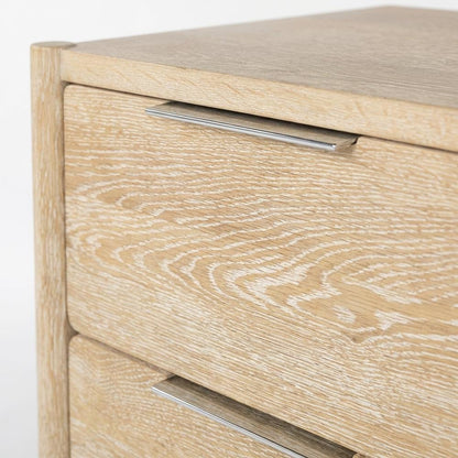 White Oak Nightstand with Brushed Oak Finish and Mid Century Style