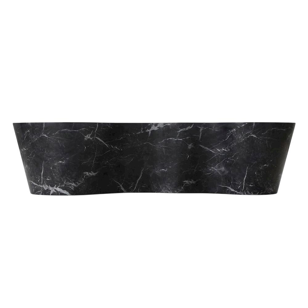 Black Marble Finish Concrete Coffee Table with Art Deco Style and Flat Legs