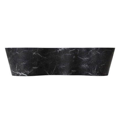 Black Marble Finish Concrete Coffee Table with Art Deco Style and Flat Legs