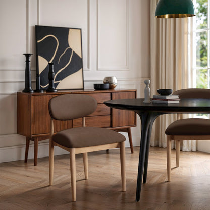 Riccio Brown Vegan Leather Upholstered Dining Side Chair, Set of 2