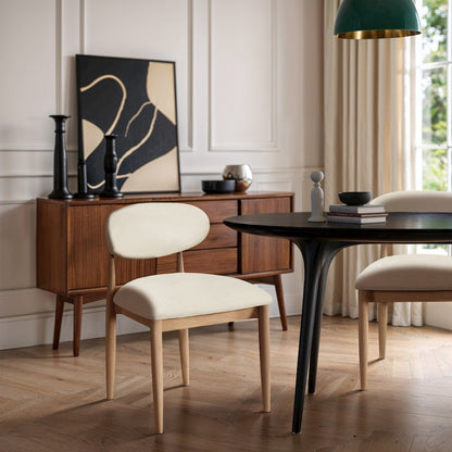 Riccio Cream Vegan Leather Upholstered Dining Side Chair, Set of 2