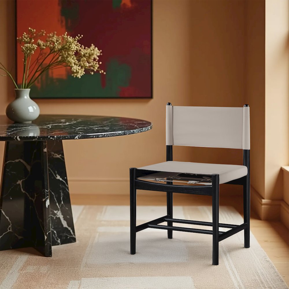 Rawlins Taupe Vegan Leather Upholstered Dining Chair, Set of 2