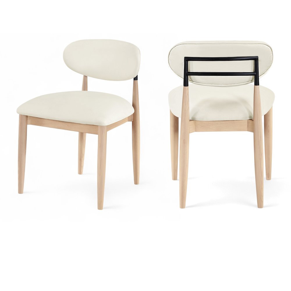Riccio Cream Vegan Leather Upholstered Dining Side Chair, Set of 2