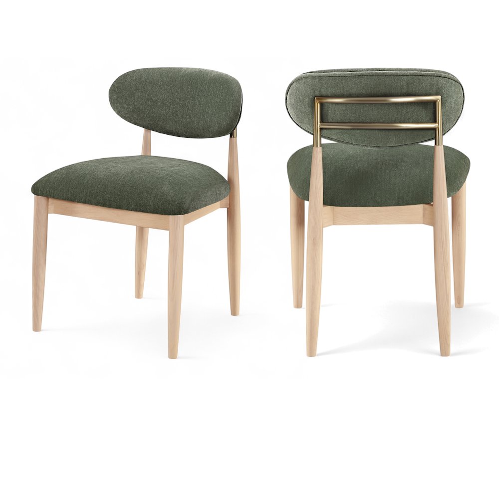 Riccio Olive Performance Fabric Upholstered Dining Side Chair, Set of 2