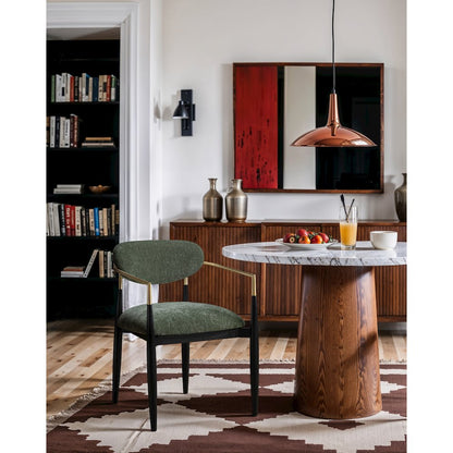Riccio Olive Performance Fabric Upholstered Dining Arm Chair, Set of 2