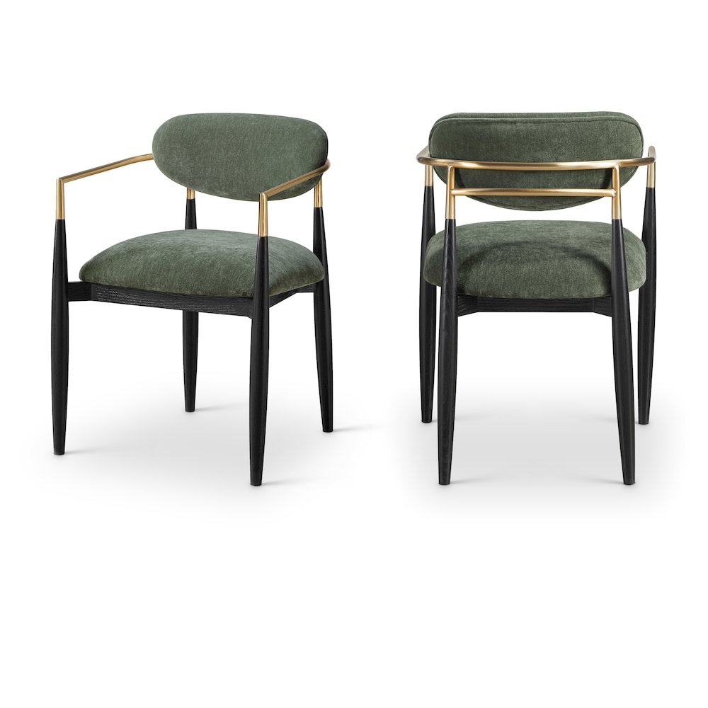 Riccio Olive Performance Fabric Upholstered Dining Arm Chair, Set of 2