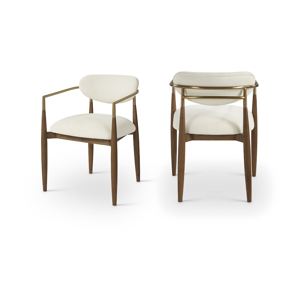Riccio Cream Performance Fabric Upholstered Dining Arm Chair, Set of 2