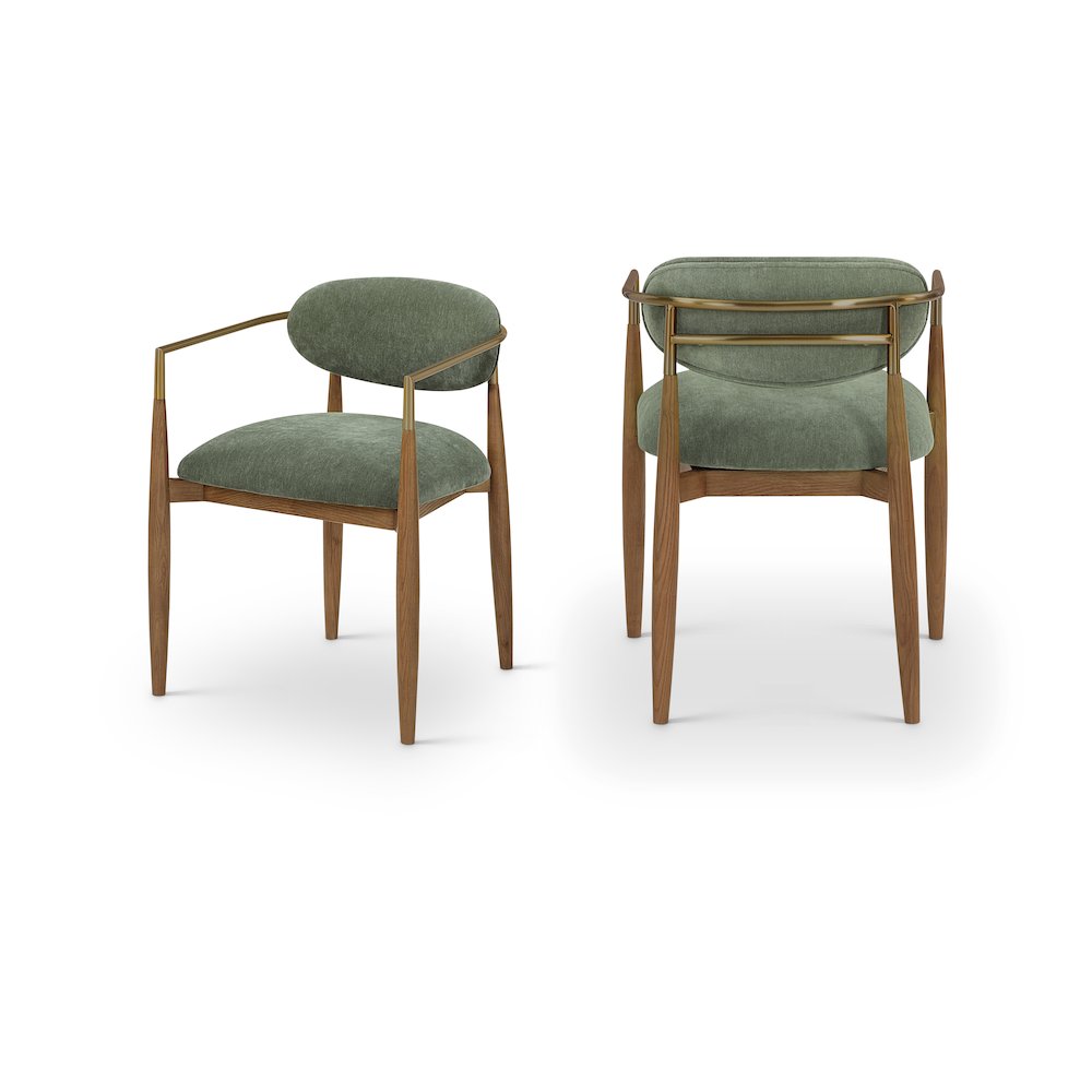 Riccio Olive Performance Fabric Upholstered Dining Arm Chair, Set of 2