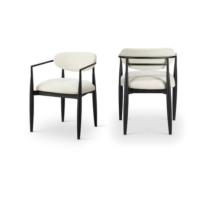 Riccio Cream Performance Fabric Upholstered Dining Arm Chair, Set of 2