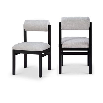 Roundhill Grey Linen Textured Fabric Upholstered Dining Chair, Set of 2