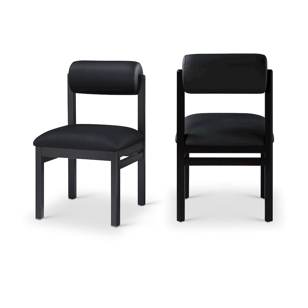 Roundhill Black Vegan Leather Upholstered Dining Chair, Set of 2