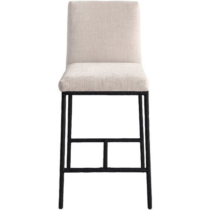 Reeves Beige Chenille Fabric Upholstered Counter Stool, Set of 2