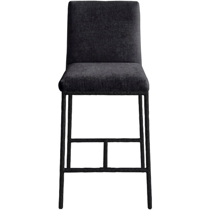 Reeves Black Chenille Fabric Upholstered Counter Stool, Set of 2