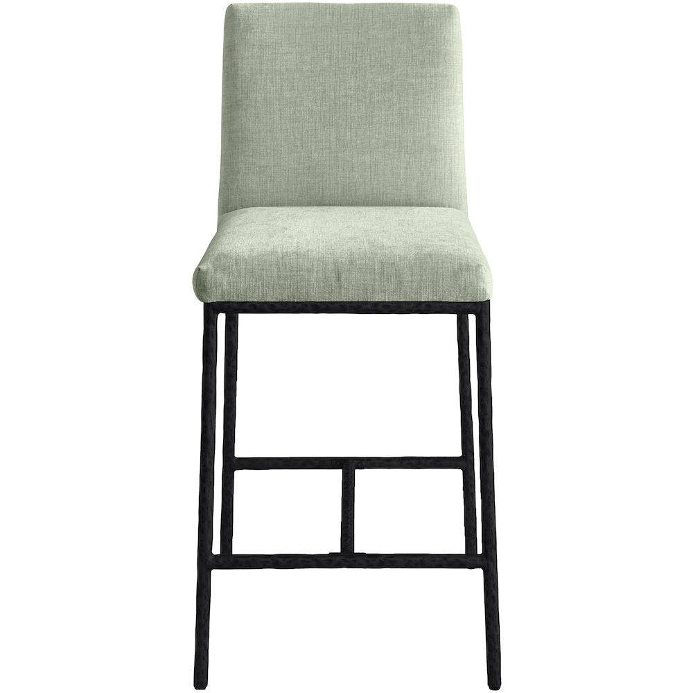 Reeves Mint Chenille Fabric Upholstered Counter Stool, Set of 2