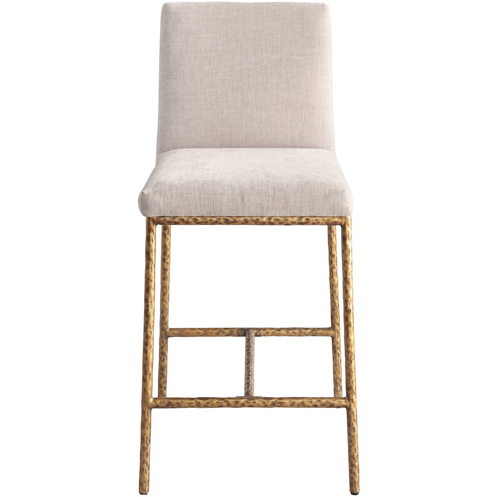 Reeves Beige Chenille Fabric Upholstered Counter Stool, Set of 2