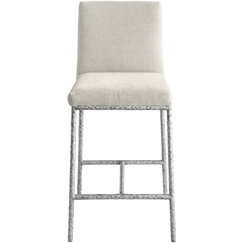 Reeves Cream Chenille Fabric Upholstered Counter Stool, Set of 2