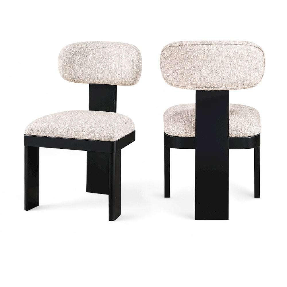 Timbra Black Linen Textured Fabric Upholstered Dining Chair, Set of 2