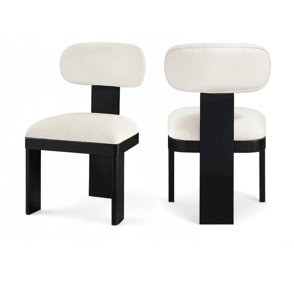 Timbra Black Linen Textured Fabric Upholstered Dining Chair, Set of 2