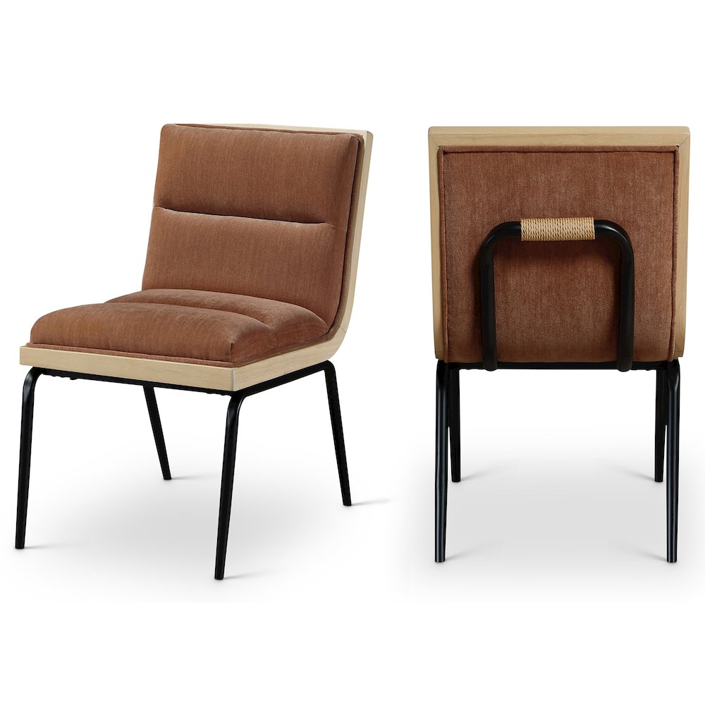 Viceroy Cognac Fabric Upholstered Dining Chair, Set of 2