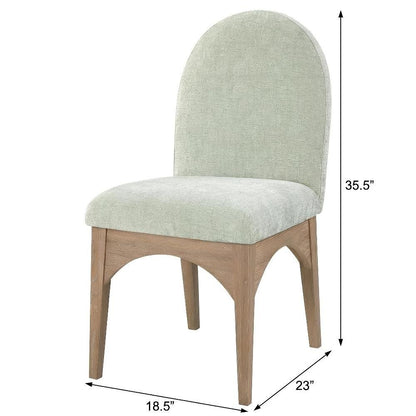 Neutral Chenille Fabric Dining Chair with Art Deco Design and Cushioned Seat