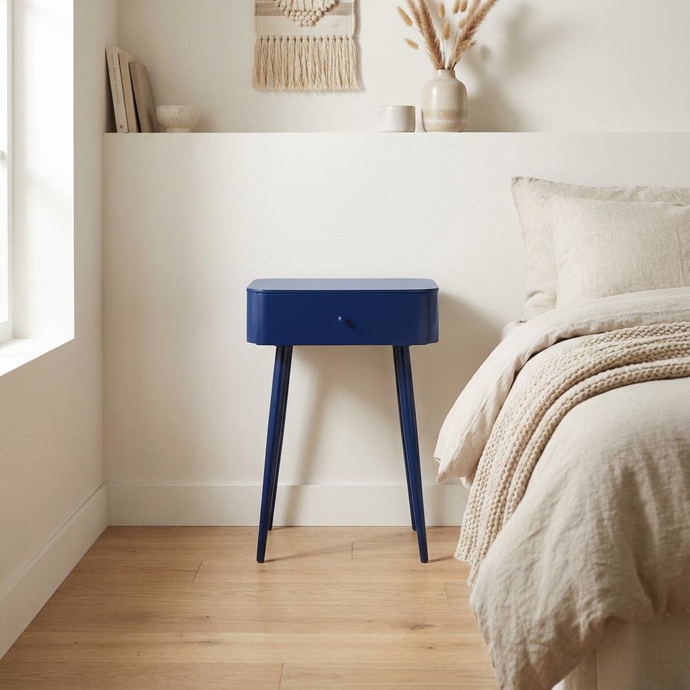 Navy Night Stand with Contemporary Style and Modern Finish