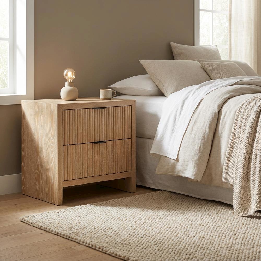 Decorative Bedroom Nightstand with Art Deco Style and Interior Drawer Storage