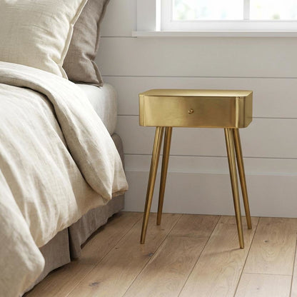 Brushed Gold Nightstand with Contemporary Style and Elegant Finish