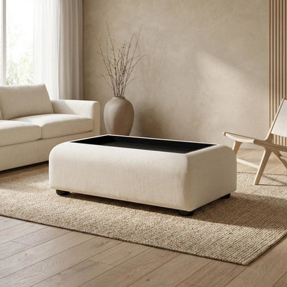 Cream Coffee Table with Black Finish and Art Deco Style for Living Rooms