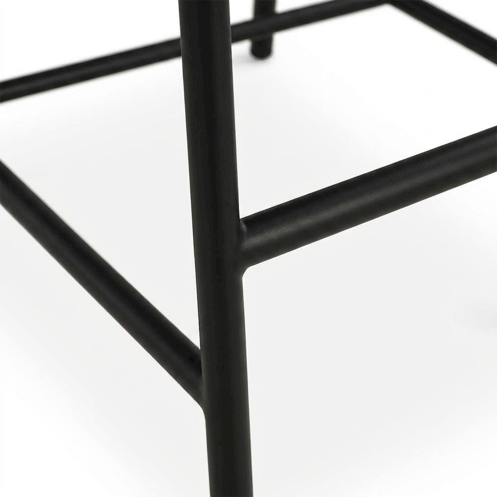 Vegan Leather & Boucle Counter Stool for Bar, Cream Vegan Leather