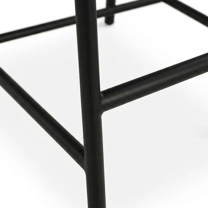 Vegan Leather & Boucle Counter Stool for Bar, Cream Vegan Leather