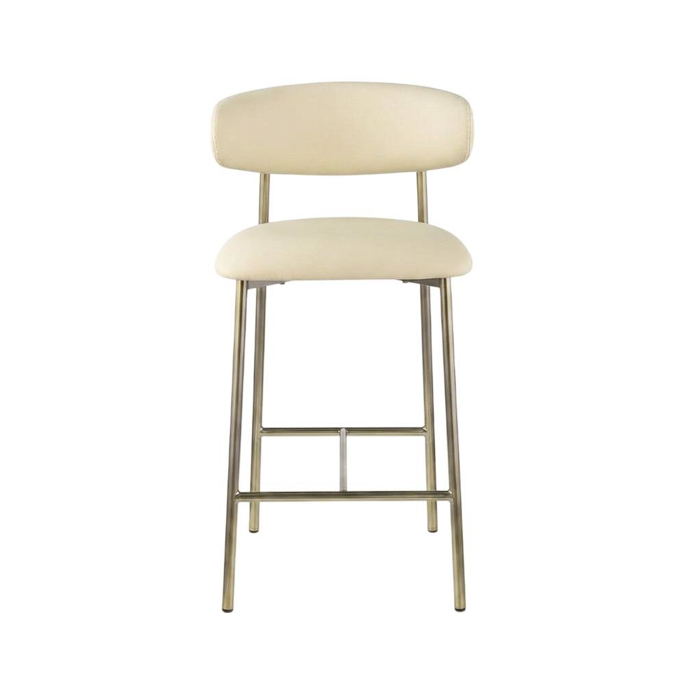 Vegan Leather Counter Stools with Back, Kitchen Island, Cream, Set of 2