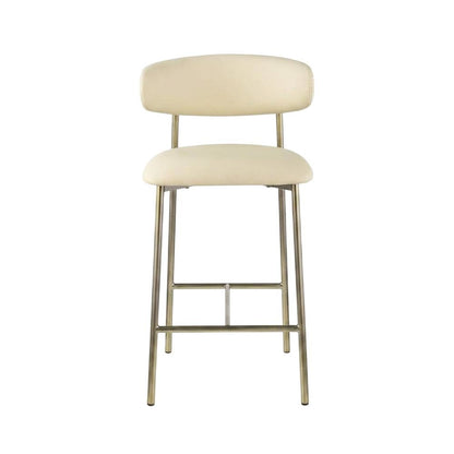 Vegan Leather Counter Stools with Back, Kitchen Island, Cream, Set of 2