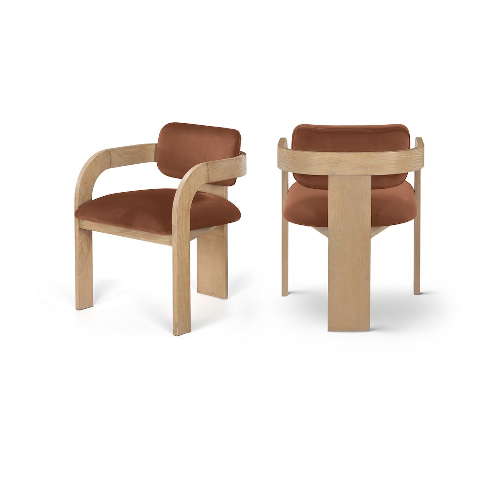 Cedra Cognac Velvet Performance Fabric Upholstered Dining Chair, Set of 2