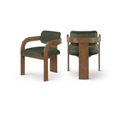 Cedra Green Velvet Performance Fabric Upholstered Dining Chair, Set of 2