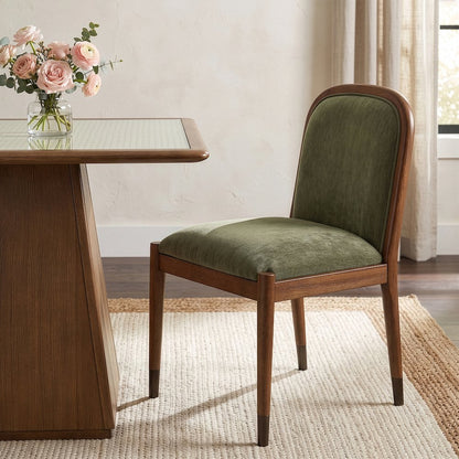 Cambria Green Performance Fabric Upholstered Dining Side Chair, Set of 2