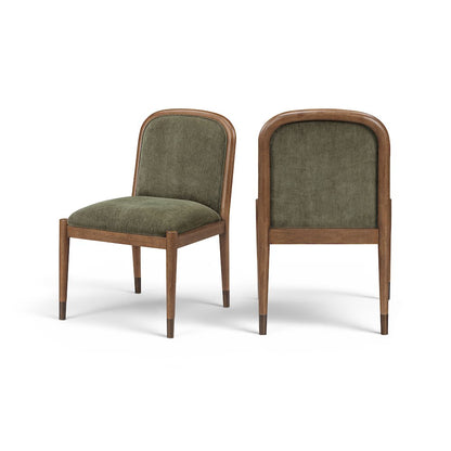 Cambria Green Performance Fabric Upholstered Dining Side Chair, Set of 2
