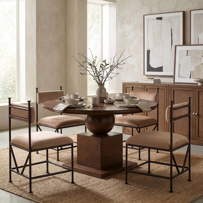 Monarch Beige Velvet Performance Fabric Upholstered Dining Chair, Set of 2