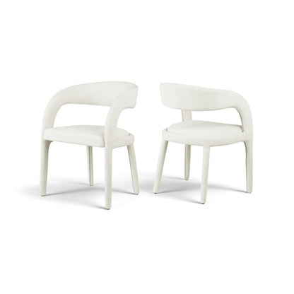 Sylvester Cream Linen Textured Performance Fabric Dining Chair, Set of 2