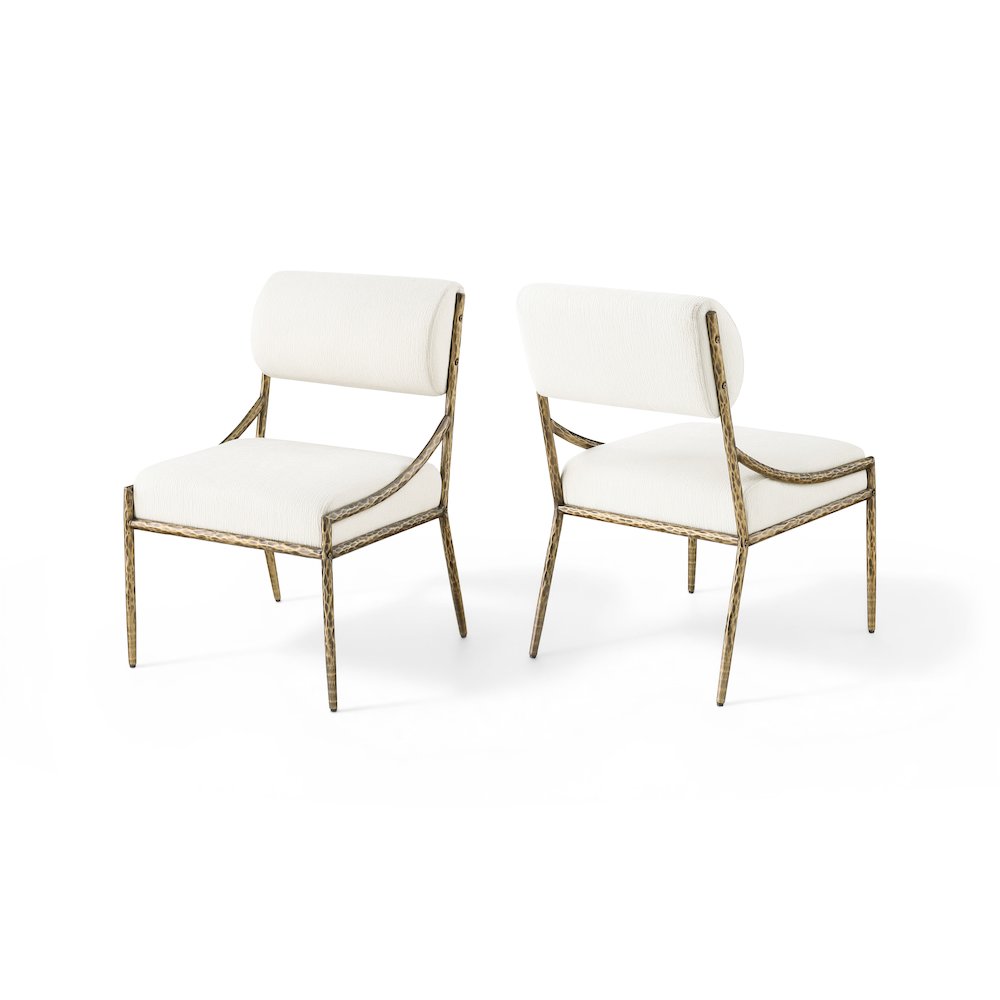 Bastille Cream Chenille Fabric Upholstered Dining Side Chair, Set of 2