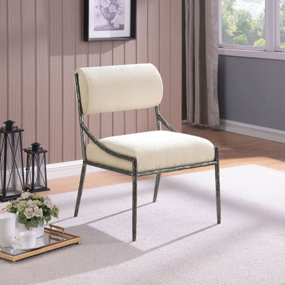 Bastille Cream Chenille Fabric Upholstered Dining Side Chair, Set of 2