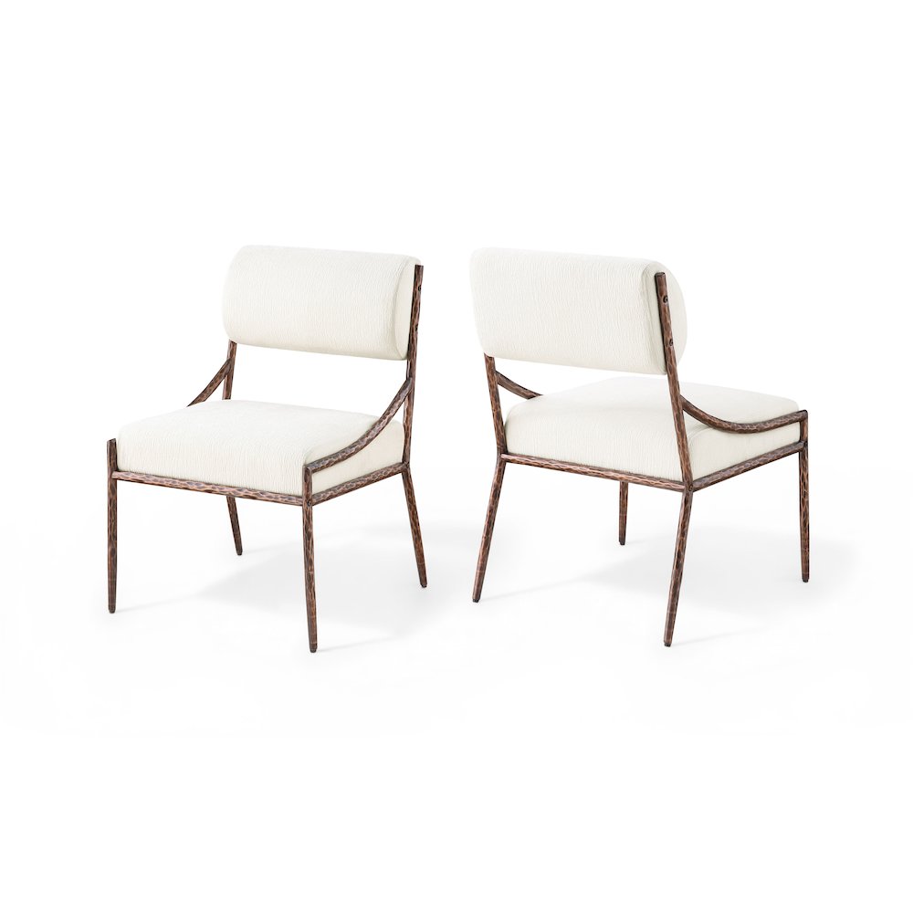 Bastille Cream Chenille Fabric Upholstered Dining Side Chair, Set of 2
