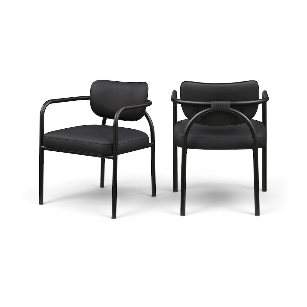 Serava Black Vegan Leather Upholstered Dining Chair, Set of 2