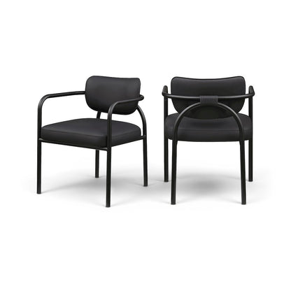 Serava Black Vegan Leather Upholstered Dining Chair, Set of 2