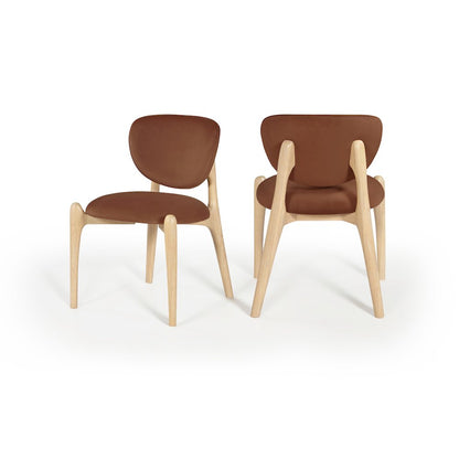 Velora Cognac Velvet Performance Fabric Upholstered Dining Chair, Set of 2