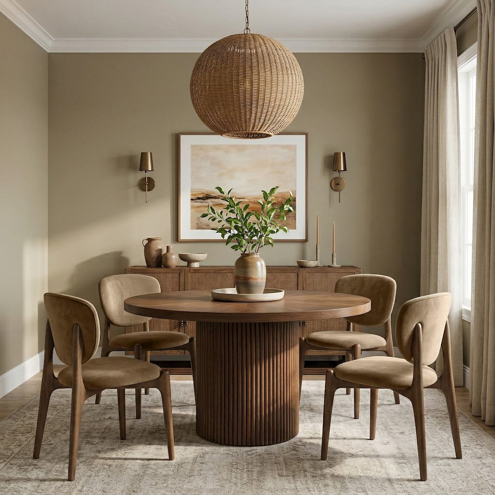Velora Beige Velvet Performance Fabric Upholstered Dining Chair, Set of 2