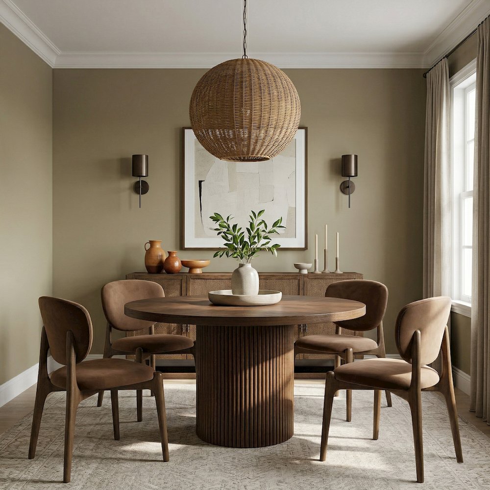 Velora Brown Velvet Performance Fabric Upholstered Dining Chair, Set of 2